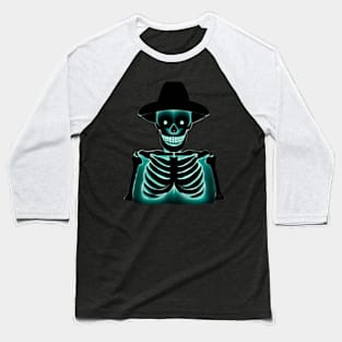 Glowing Skeleton scary Halloween Baseball T-Shirt